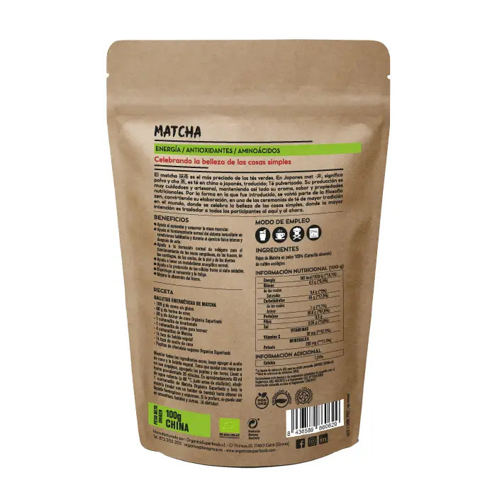 Organica Superfoods – Poudre de matcha biologique 100 g