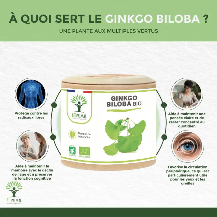 Bioptimal – Ginkgo Biloba Bio 60 Gélules